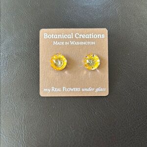 Yellow Sunflower Stud Earrings